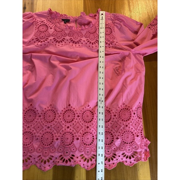 Talbots Woman’s Tunic Top. 2XL. Lined. Cotton. Pink. Lace. Ruffle - Picture 7 of 10